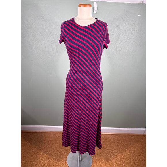Vineyard Vines Dress Women Size Medium Diagonal Stripe Casual Stretch Midi Dress - Picture 9 of 11